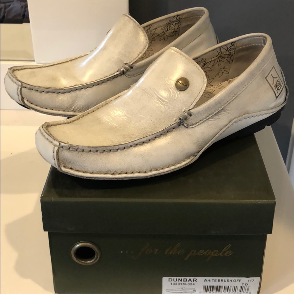 Dunbar white brush off mens loafers